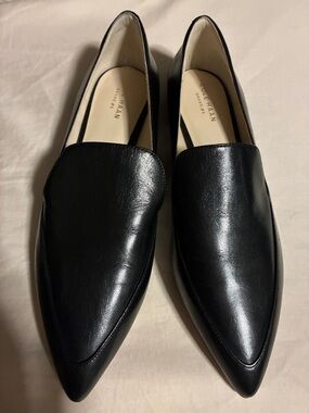 Cole Haan Black Pointed-Toe Leather Flats